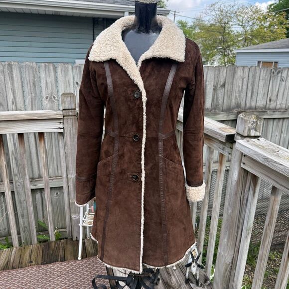 H&M Jackets & Blazers - Y2K H&M Brown Faux Suede Faux Shearling Winter Women’s Coat Jacket